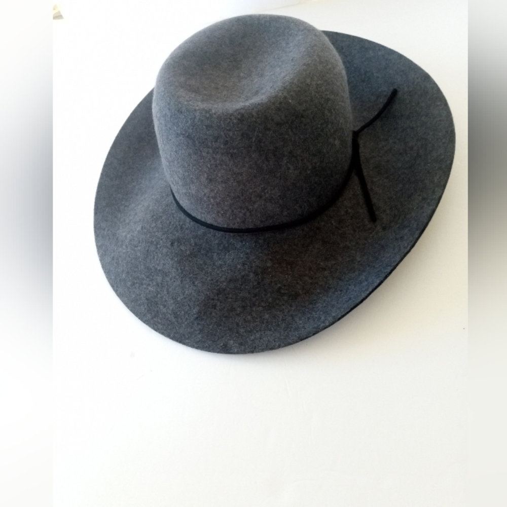 NEW  PHENIX 100% Wool Charcoal Gray Wide Brim Fedora Hat NWOT - Picture 3 of 7